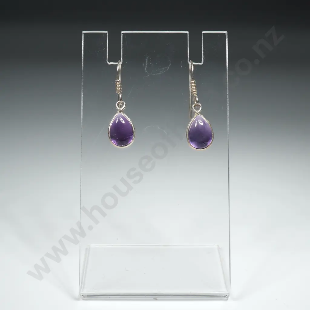 Sterling Silver Purple Drop Earring Image 1++