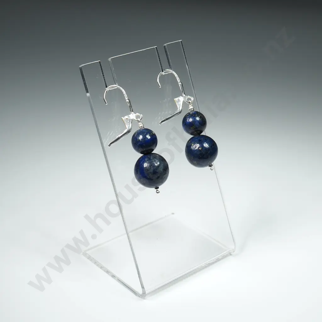 Sterling Silver & Lapis Lazuli Earrings Image 1++