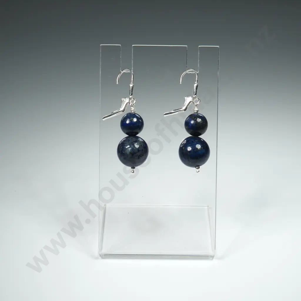 Sterling Silver & Lapis Lazuli Earrings Image 1++