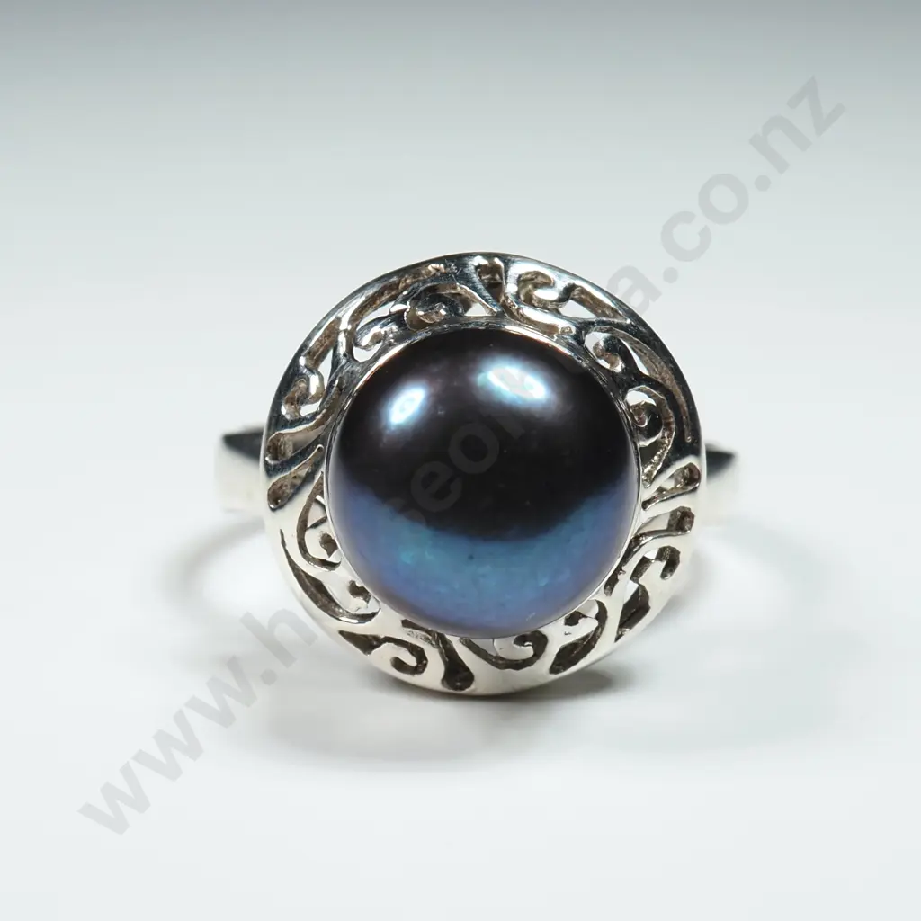 Sterling Silver & Filigree Pearl Ring Image 1++