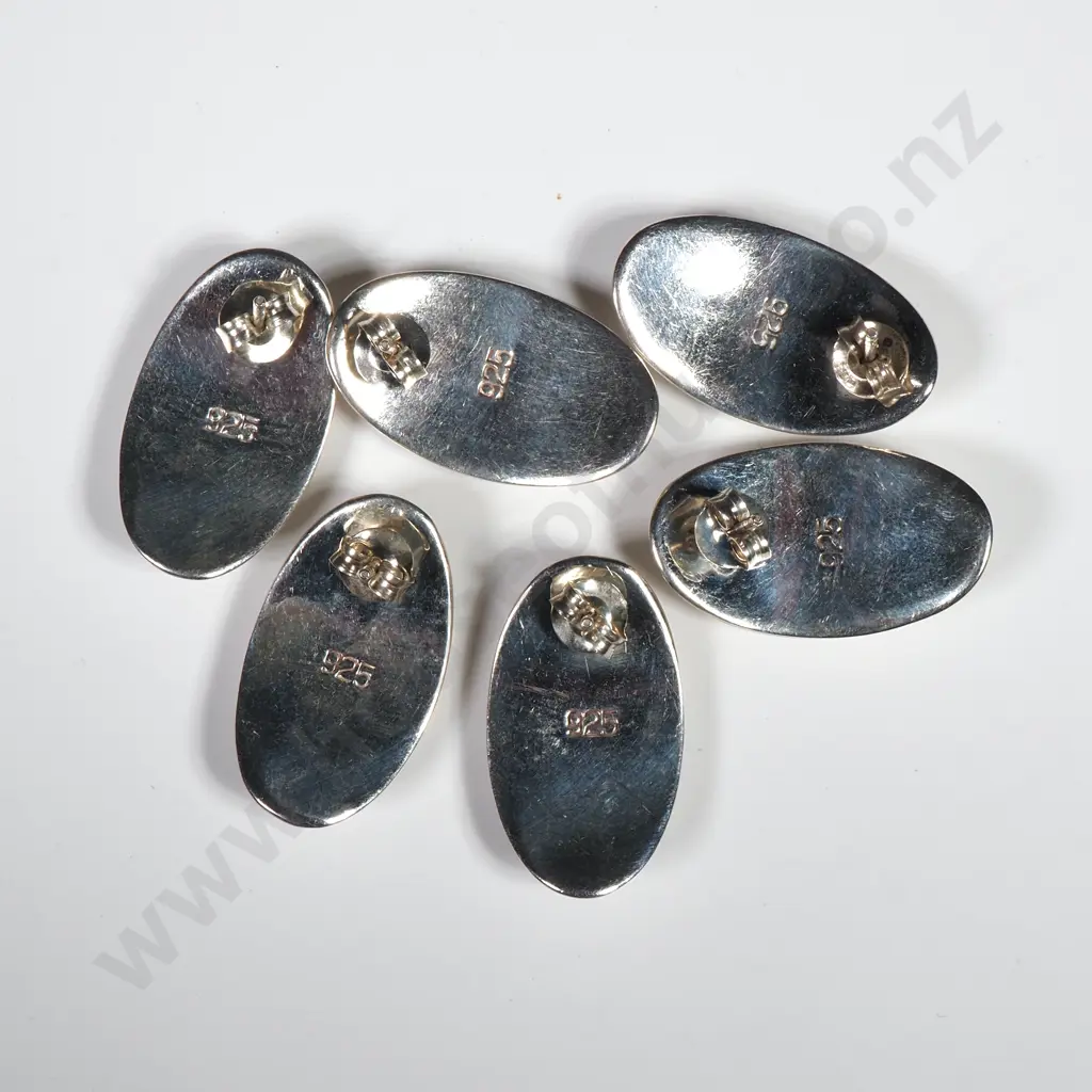 Three Pairs of Sterling Silver Earrings Image 1++