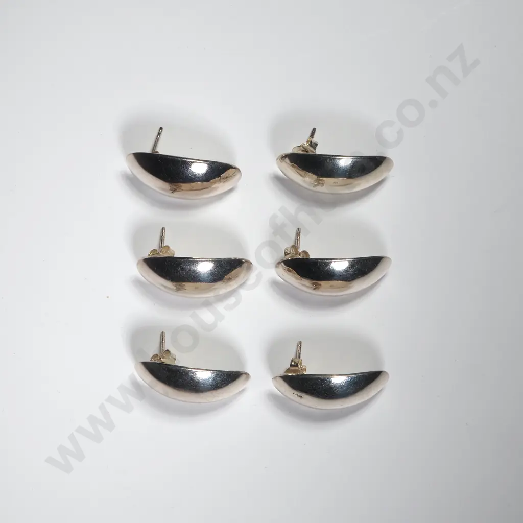 Three Pairs of Sterling Silver Earrings Image 1++