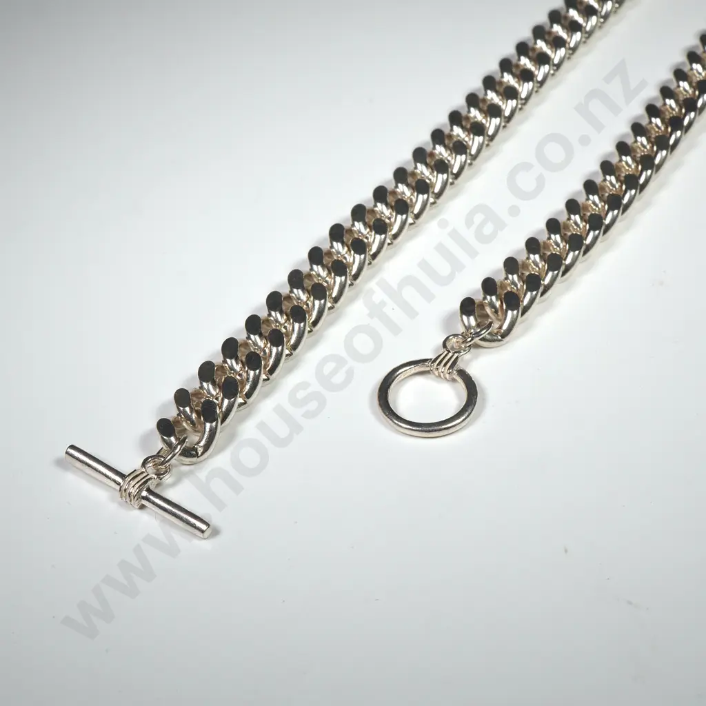Substantial Sterling Silver Curb Link Necklace Image 1++