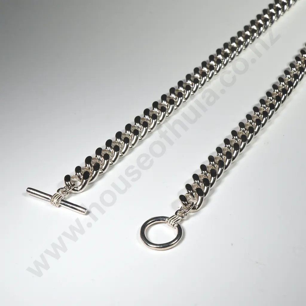Substantial Sterling Silver Curb Link Necklace Image 1++