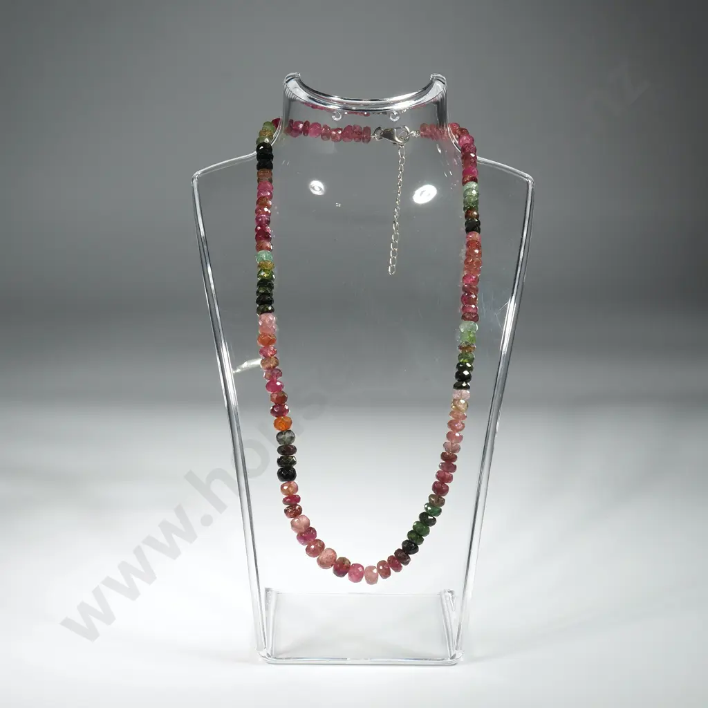 Faceted Tourmaline Necklace w Sterling Silver Clap Image 1++