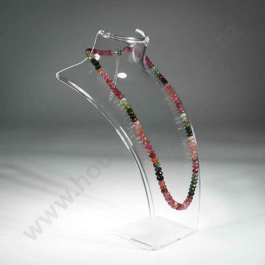 Faceted Tourmaline Necklace w Sterling Silver Clap Image 1++