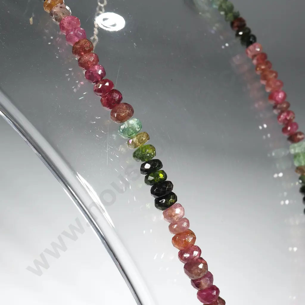 Faceted Tourmaline Necklace w Sterling Silver Clap Image 1++