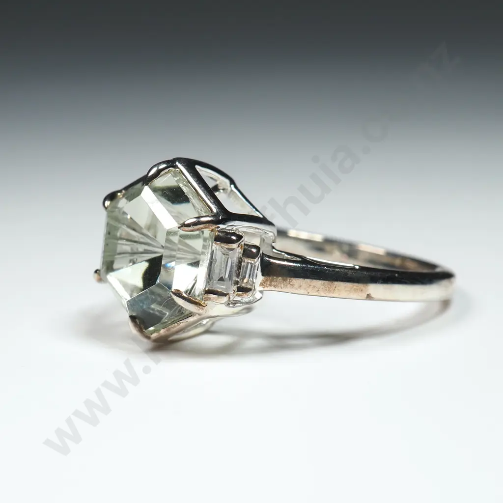Sterling Silver & Prasiolite Ring w Certificate Image 1++