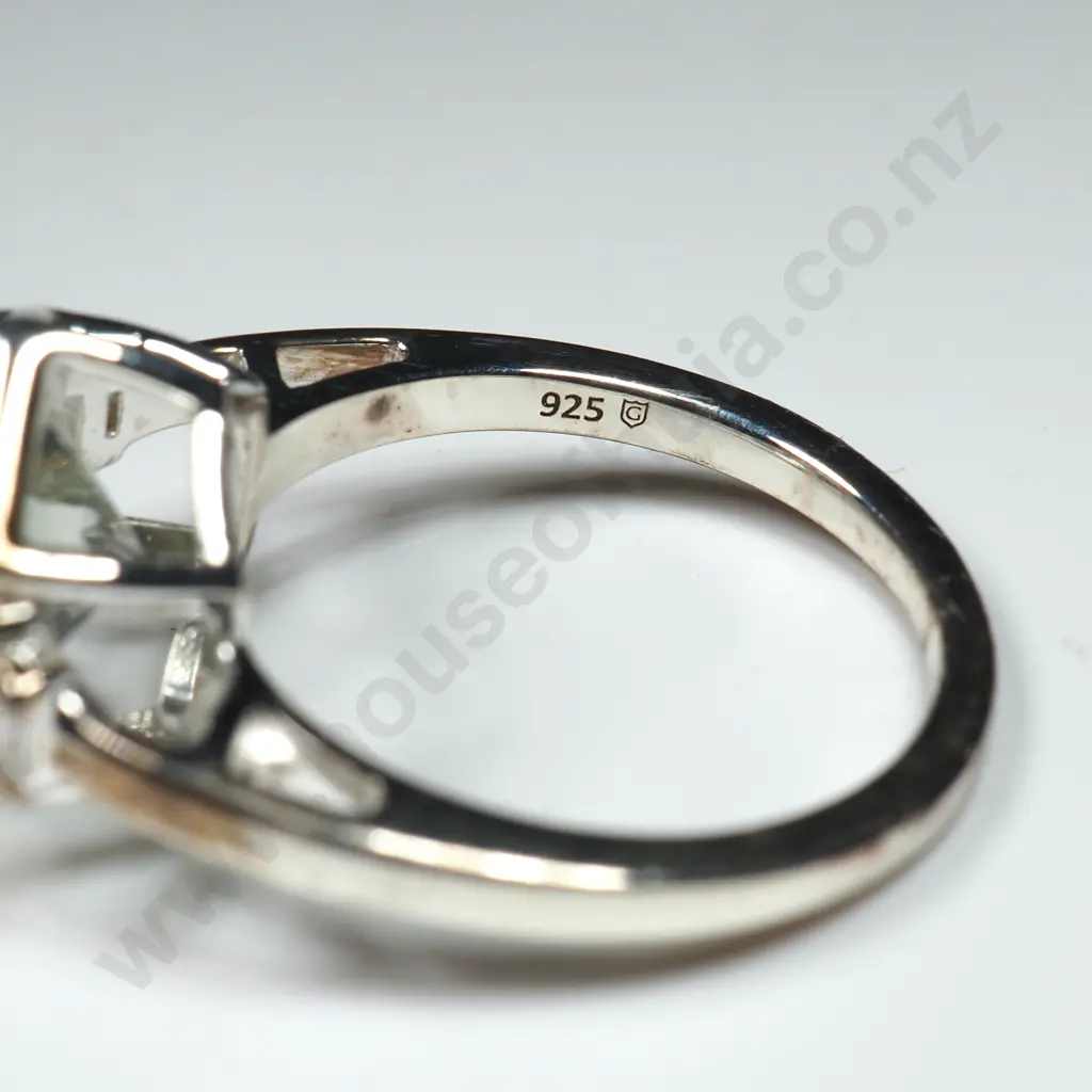 Sterling Silver & Prasiolite Ring w Certificate Image 1++