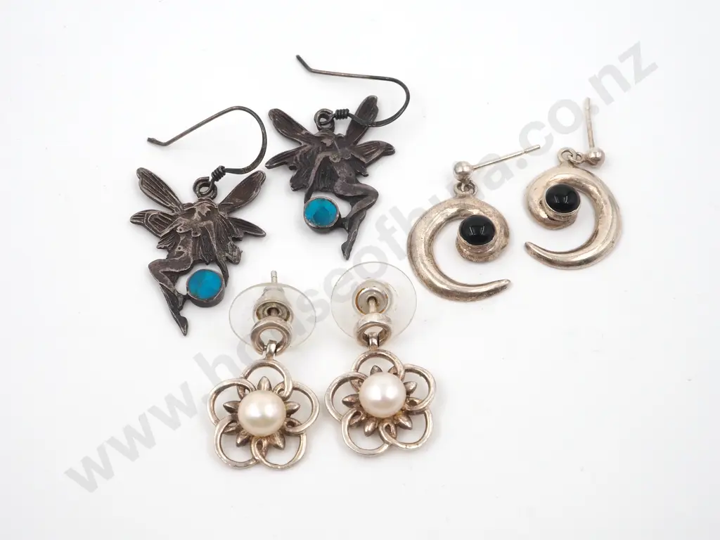 Three Sterling Silver Earrings Image 1++