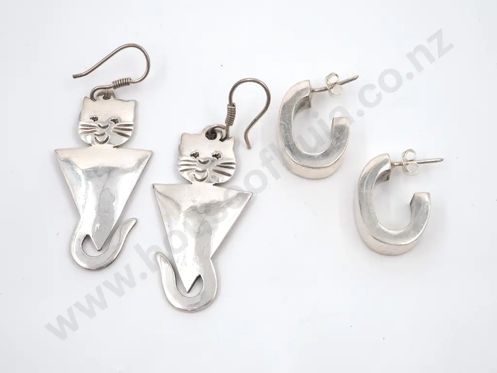 Two Pairs  Sterling Silver Earrings Image 1++