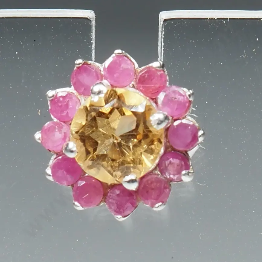 Sterling Silver, Ruby & Citrine Earrings Image 1++