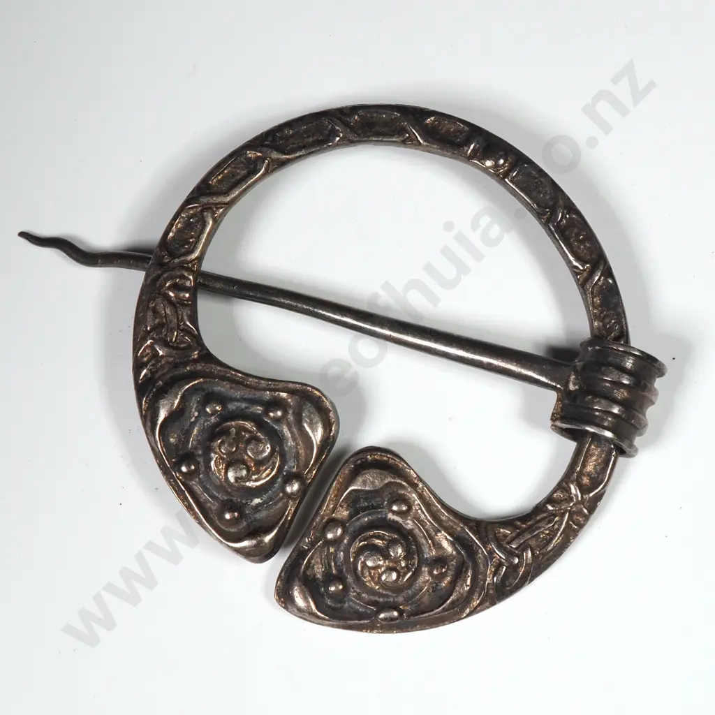 Celtic Revival Sterling Silver Penannular Brooch Produced by Robert Allison Image 1++