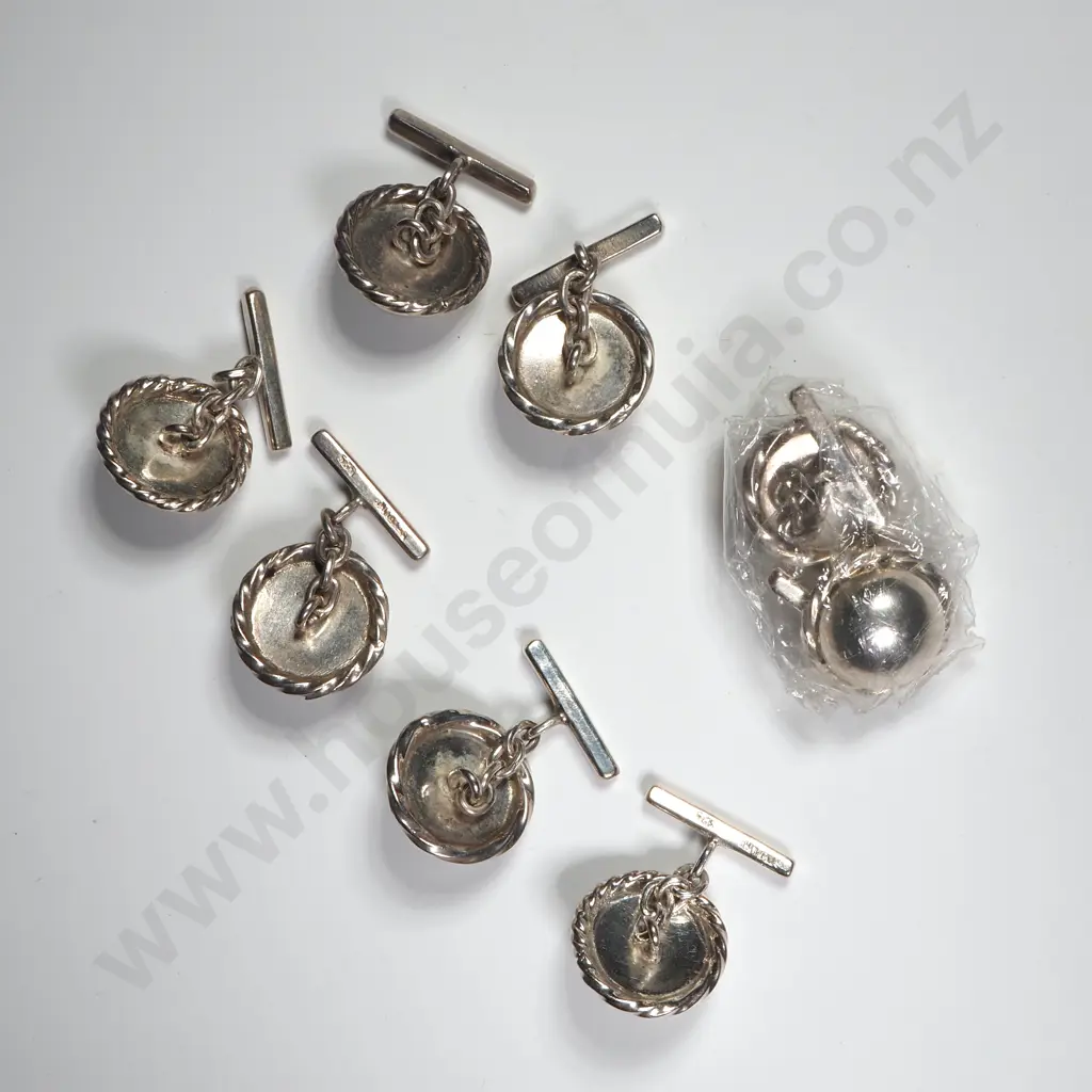 Four Pairs of Sterling Silver Cufflinks Image 1++