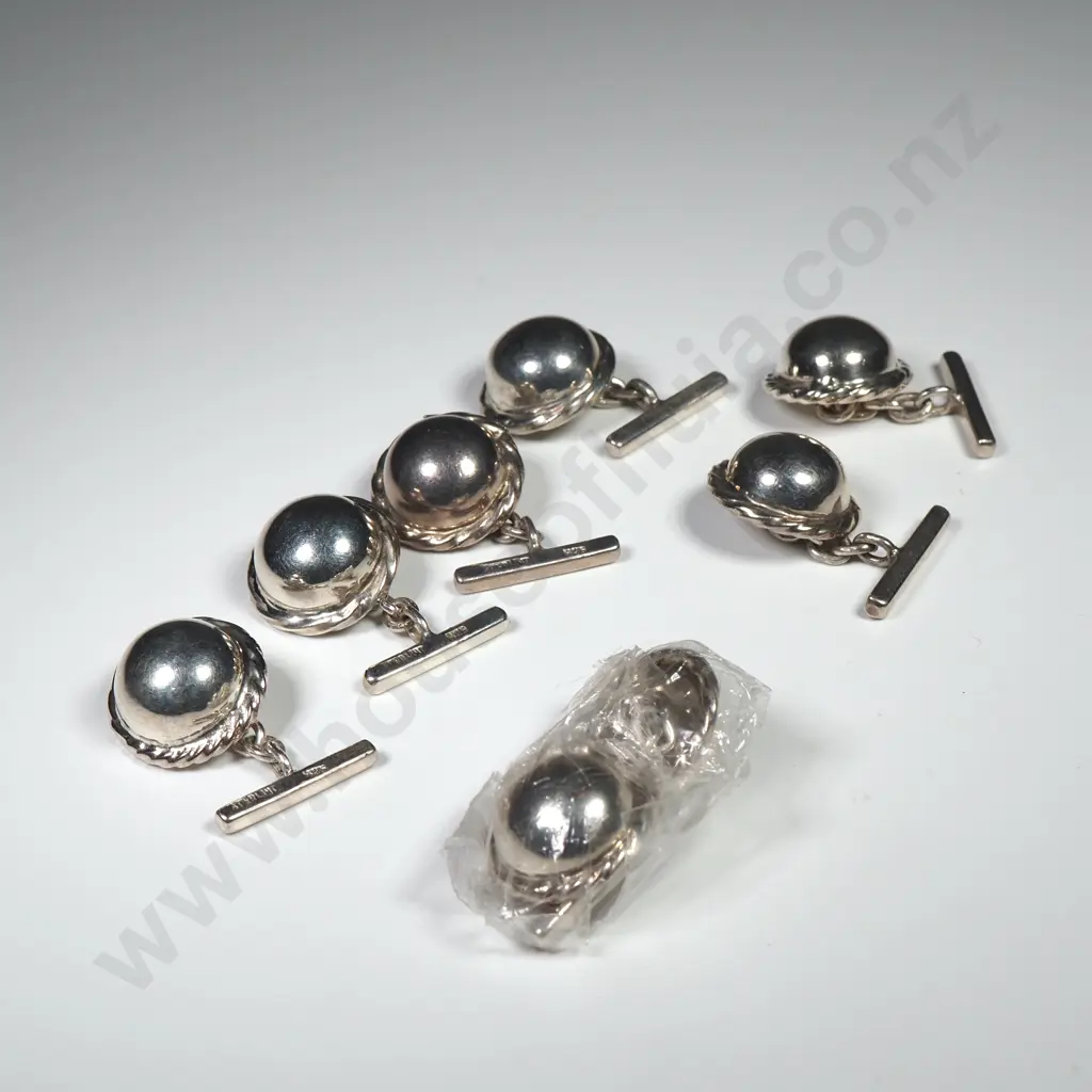 Four Pairs of Sterling Silver Cufflinks Image 1++