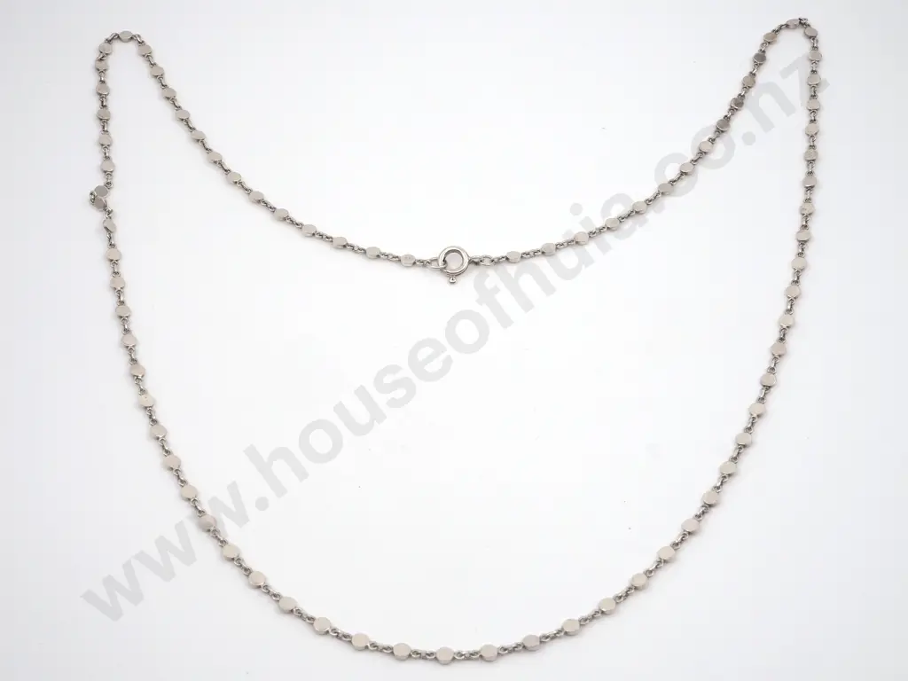 Unusual Sterling Silver Circle & Chain Necklace Image 1++