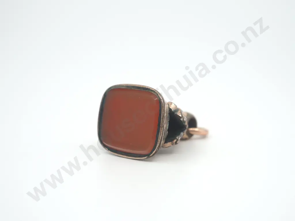 Antique Ornately Detailed Carnelian Gilt Seal Image 1++