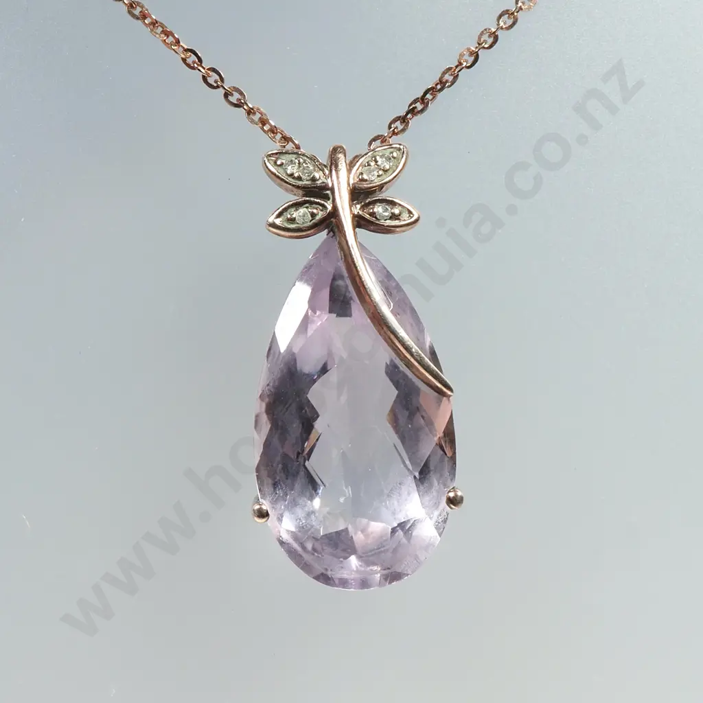 Cased Sterling Silver & Blue Gem Pendant / Necklace Image 1++