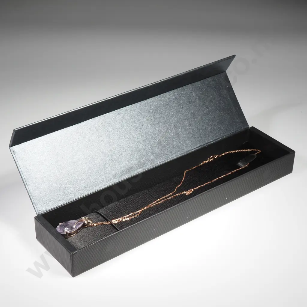 Cased Sterling Silver & Blue Gem Pendant / Necklace Image 1++