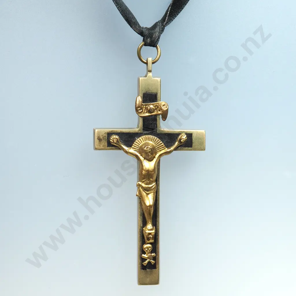Antique Crucifix on Ribbon Image 1++