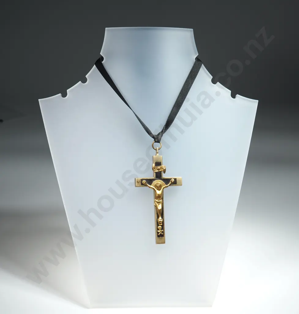 Antique Crucifix on Ribbon Image 1++