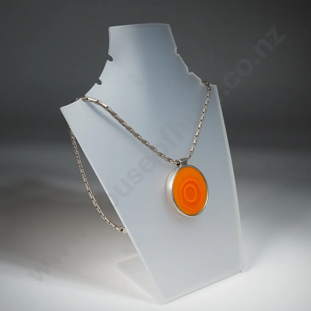 Impressive Sterling Silver Orange Necklace Image 1++