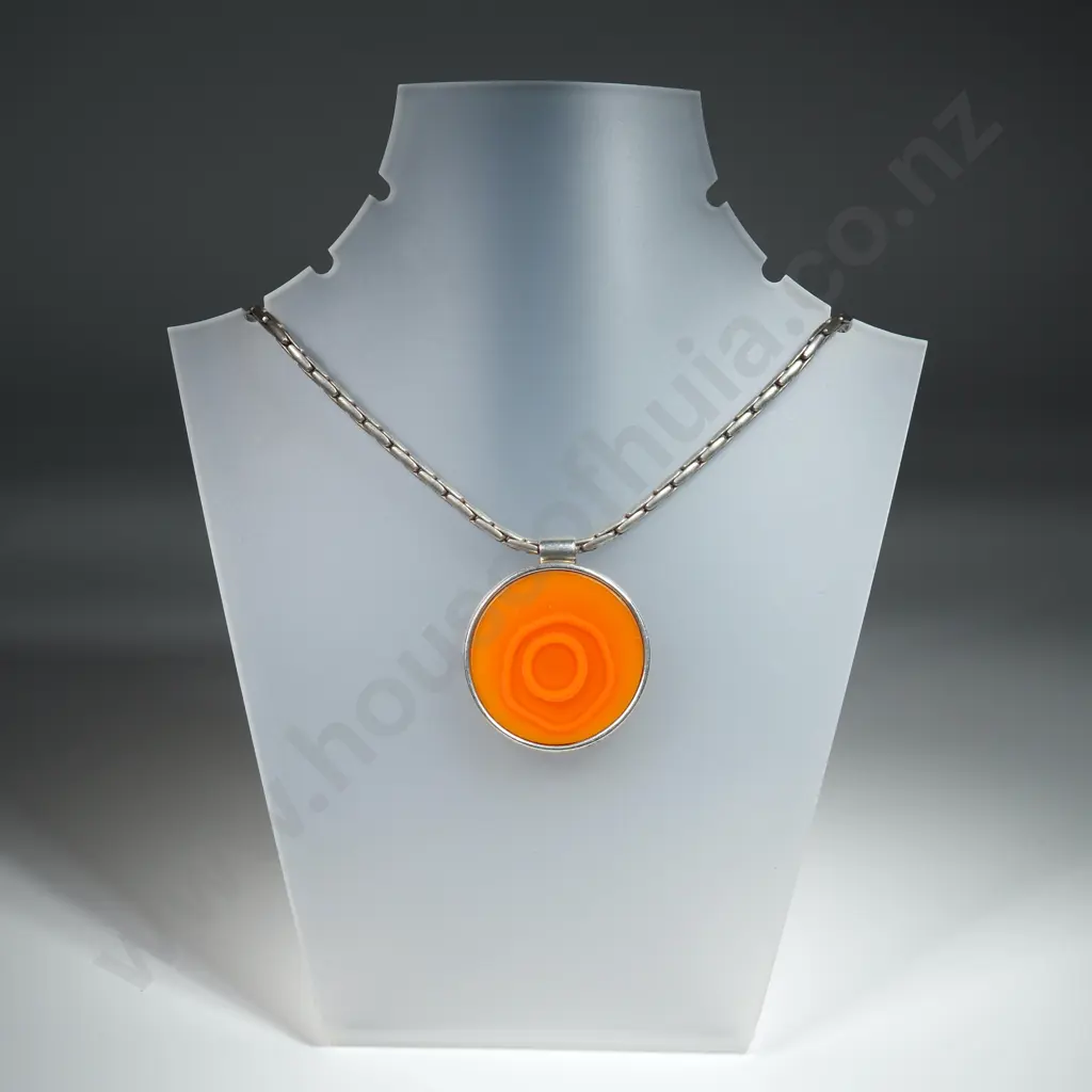 Impressive Sterling Silver Orange Necklace Image 1++