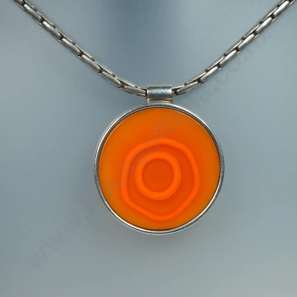 Impressive Sterling Silver Orange Necklace Image 1++