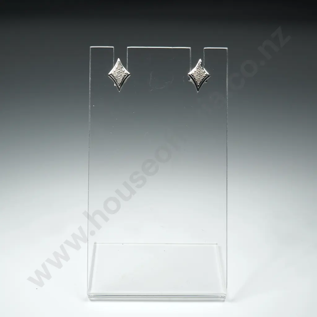 Sterling Silver & Diamond Earrings w Certificate Image 1++