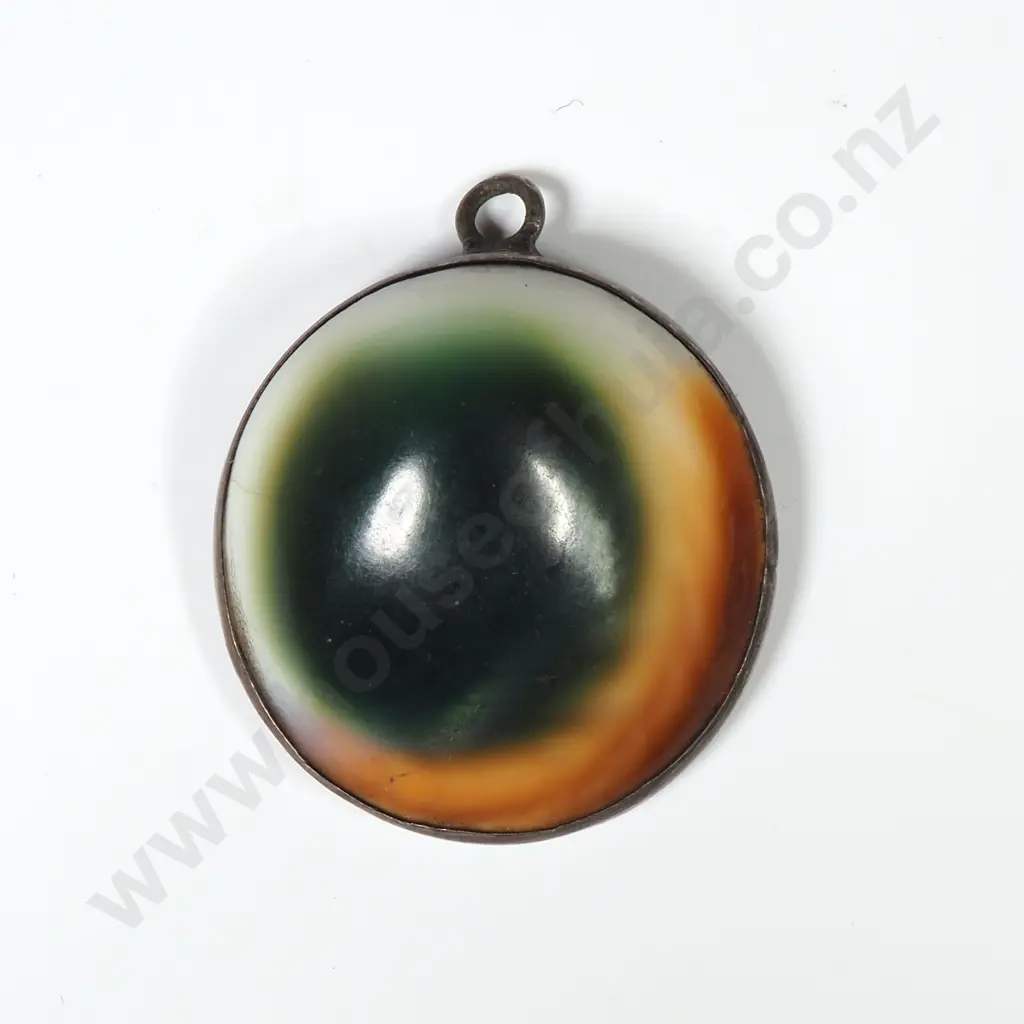 Sterling Silver Colonial New Zealand Cats Eye Pendant Image 1++