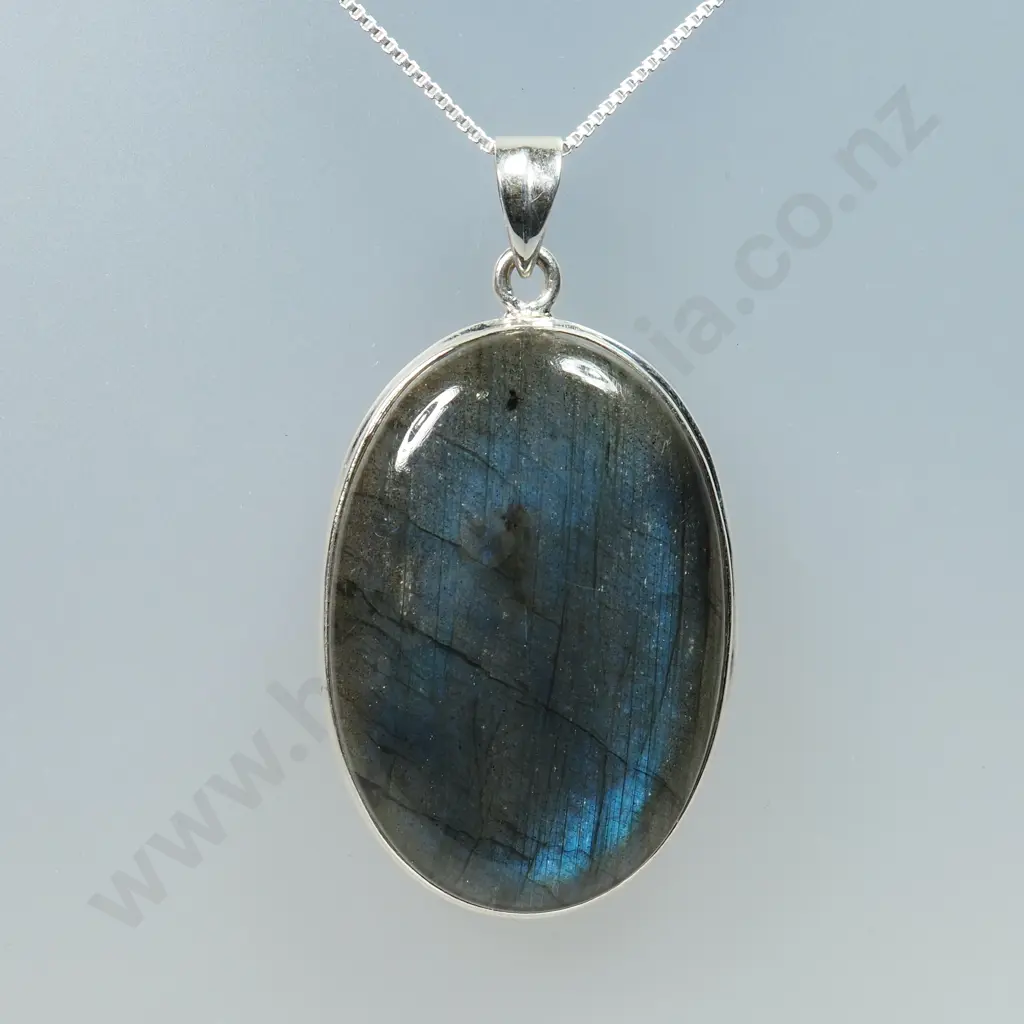 Sterling Silver Labrodorite Pendant on Sterling Silver Chain Image 1++