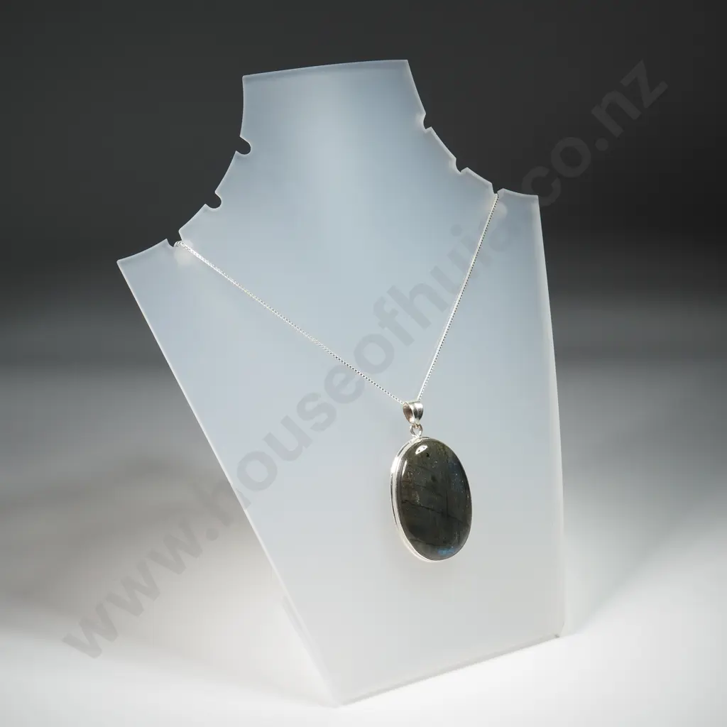 Sterling Silver Labrodorite Pendant on Sterling Silver Chain Image 1++