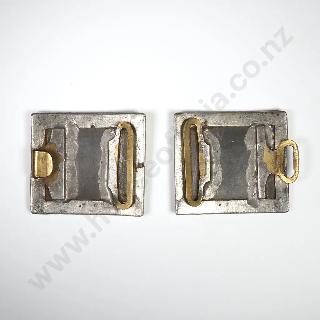 Arts & Craft Style Pewter Belt Buckle Embossed w Butterflies Image 1++