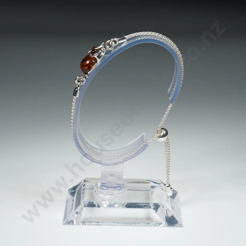 Sterling Silver & Baltic Amber Bracelet Image 1++