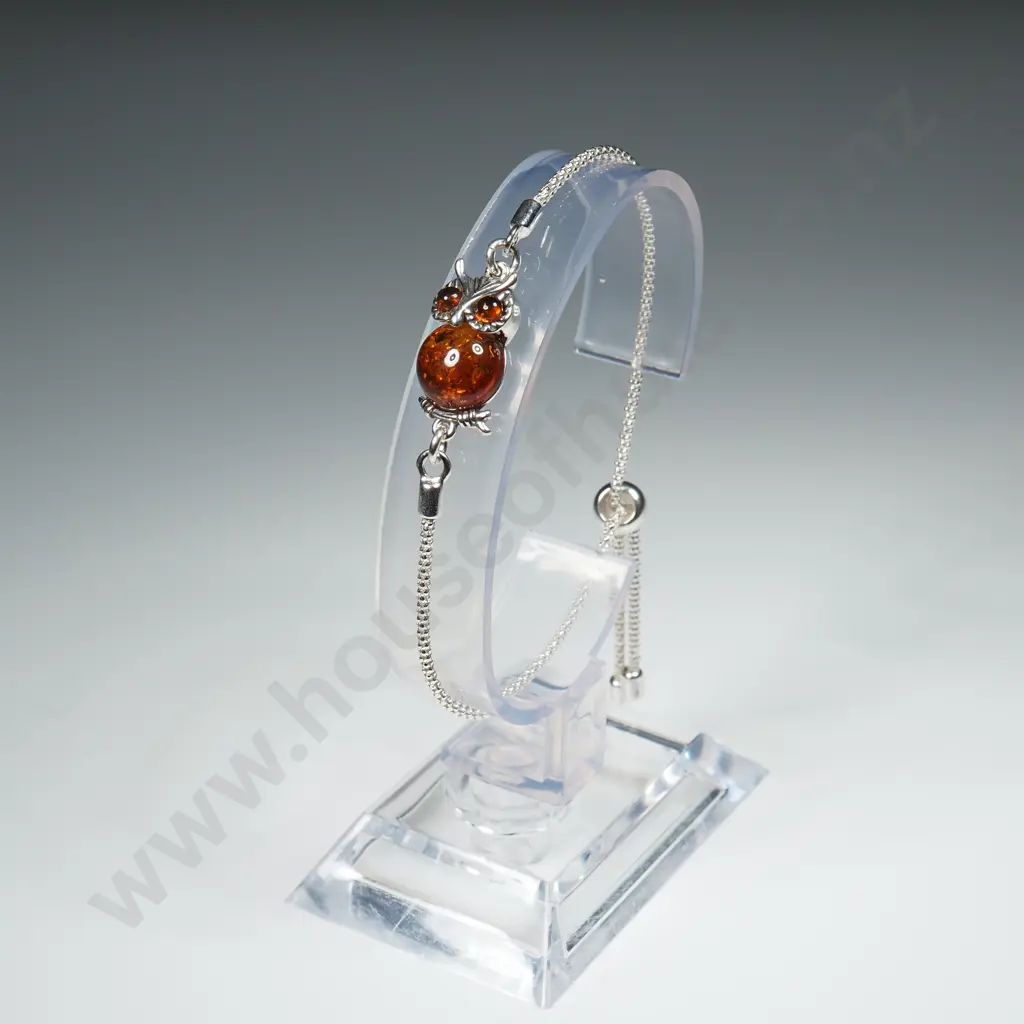Sterling Silver & Baltic Amber Bracelet Image 1++