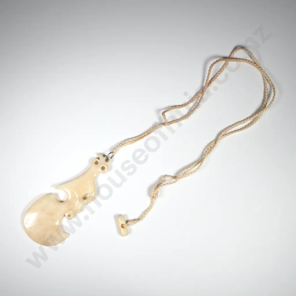 Carved Bone Pendant With Cord Necklace Image 1++