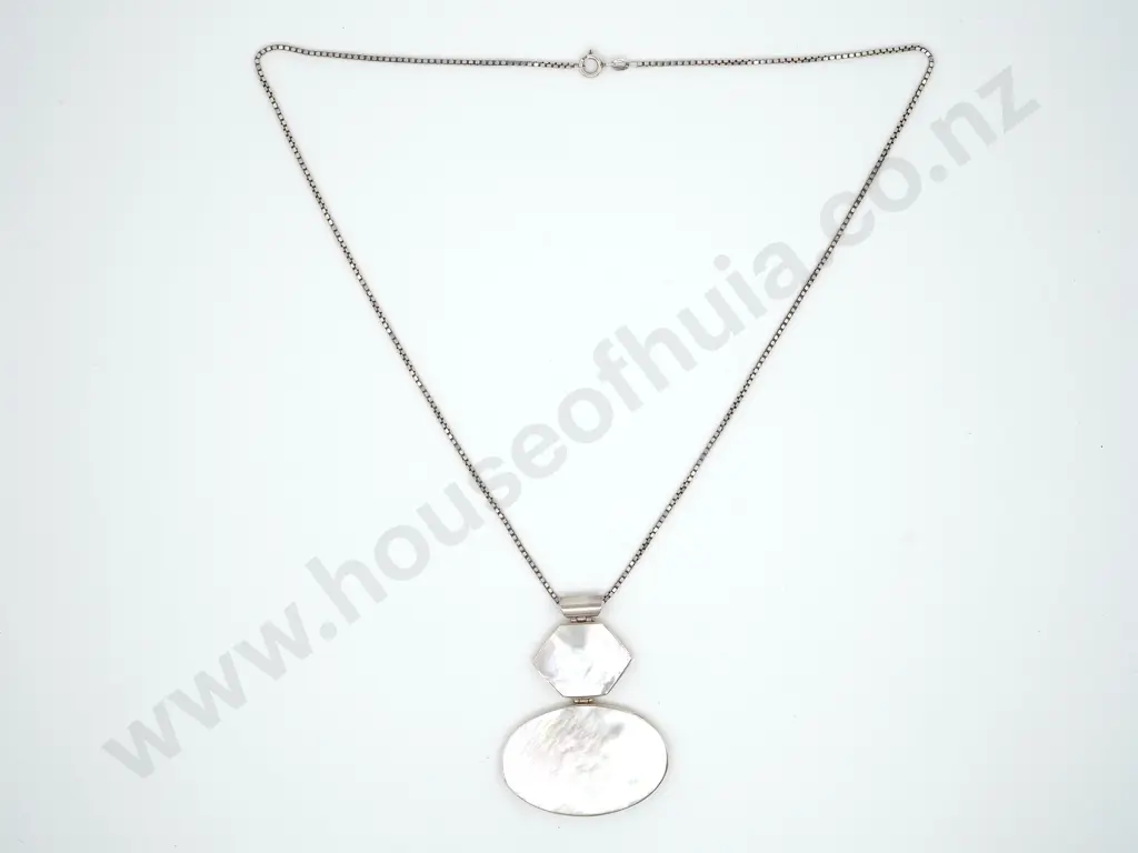 Large Sterling Silver Pendant & Chain Image 1++