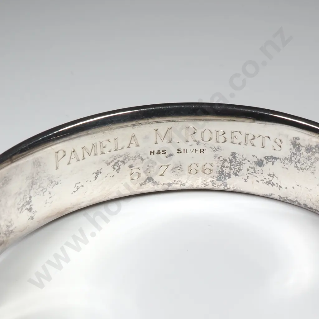 Sterling Silver Hinged Bracelet with Engraved Scroll Front Image 1++