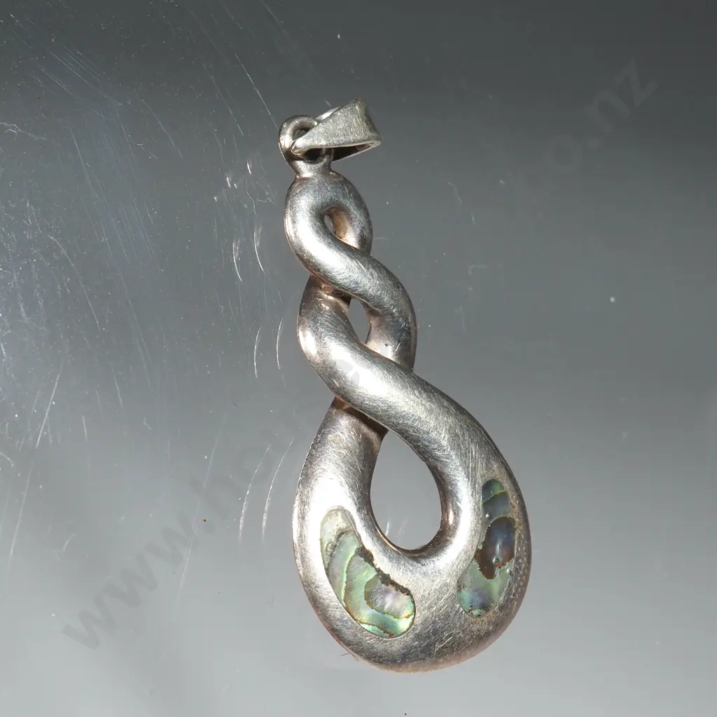 Sterling Silver Paua Twist Pendant Image 1++