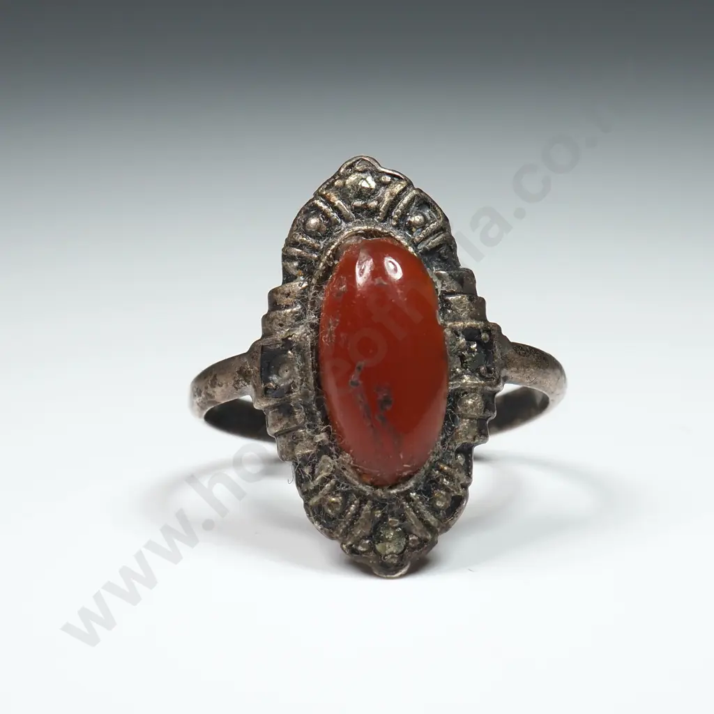 Sterling Silver Orange Stone Ring Image 1++