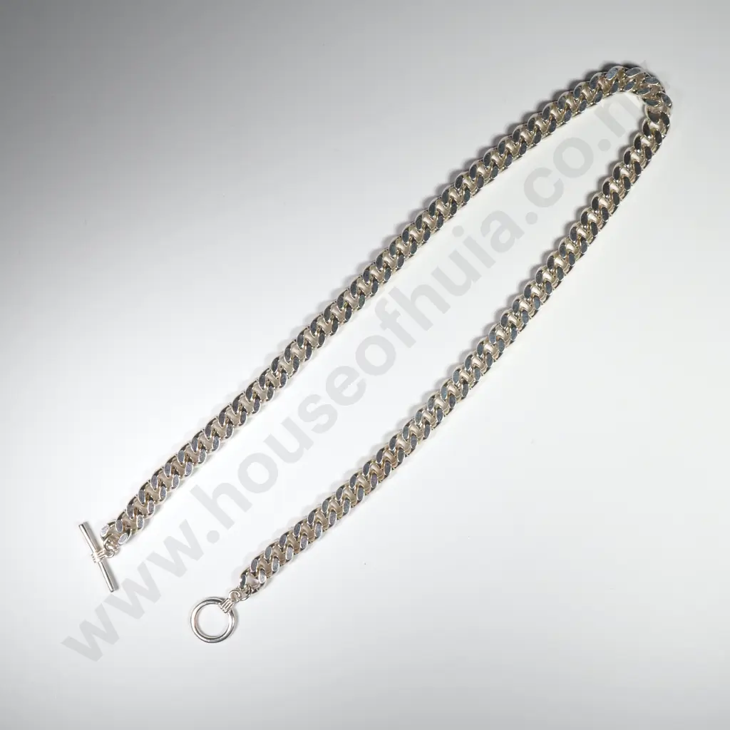 Substantial Sterling Silver Curb Link Necklace Image 1++