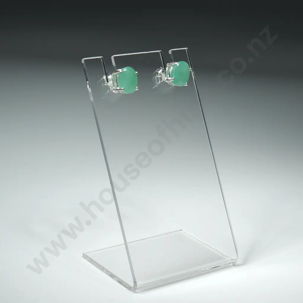 Emerald & Sterling Silver Earrings Image 1++