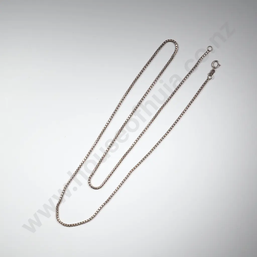 Sterling Silver Box Link Necklace Image 1++