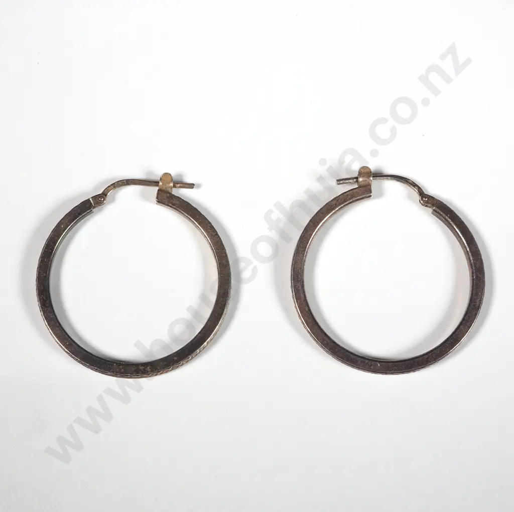 Pair Of Sterling Silver Hoop Earrings  Image 1++