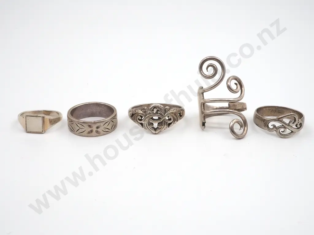 Five Sterling Silver Rings Image 1++