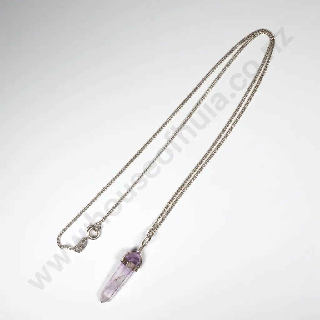 Sterling Silver Crystal Pendant Necklace Image 1++