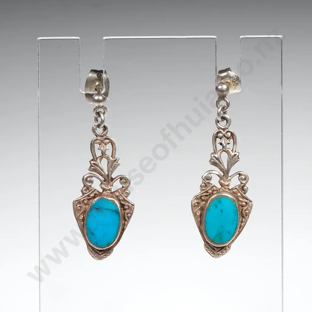 Sterling Silver Blue Stone Earrings Image 1++
