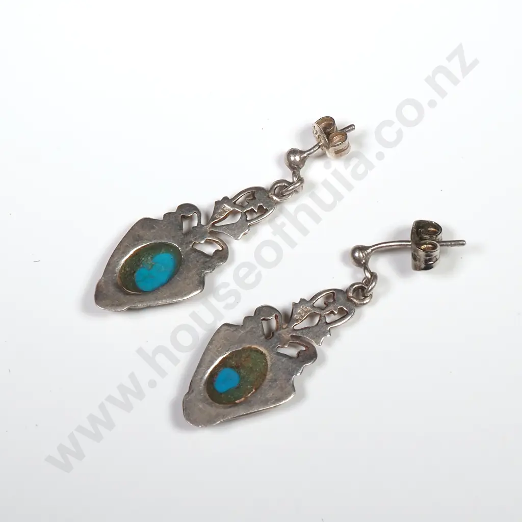 Sterling Silver Blue Stone Earrings Image 1++
