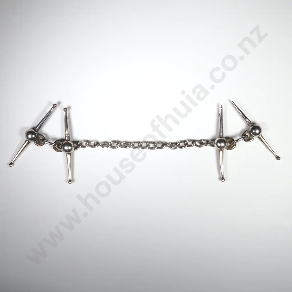 Sterling Silver Guard Chain w Horse Bit Ends Image 1++