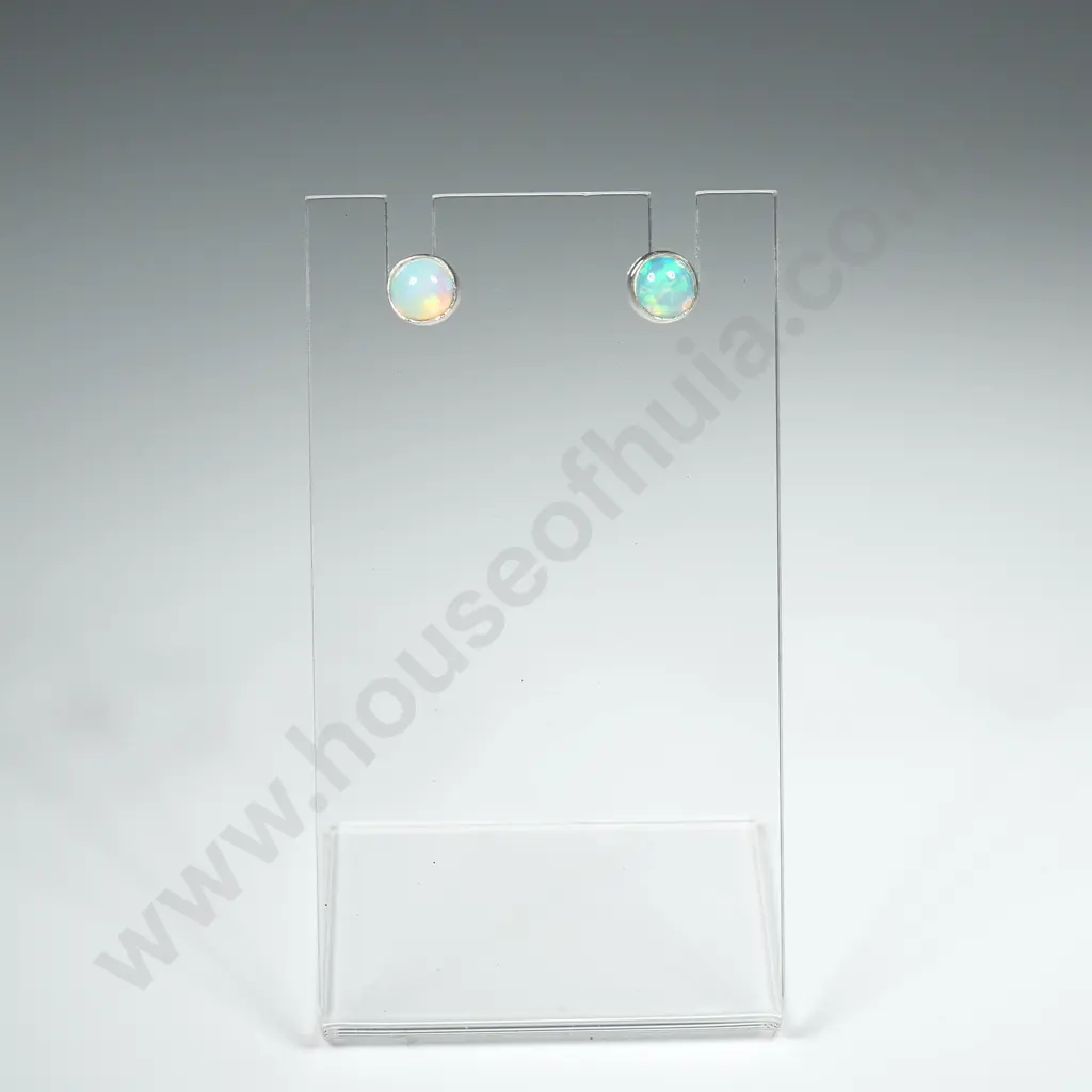 Sterling Silver & Opal Stud Earrings Image 1++